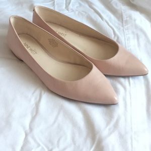 Nine West Nude Point Toe Leather Flat Shoes